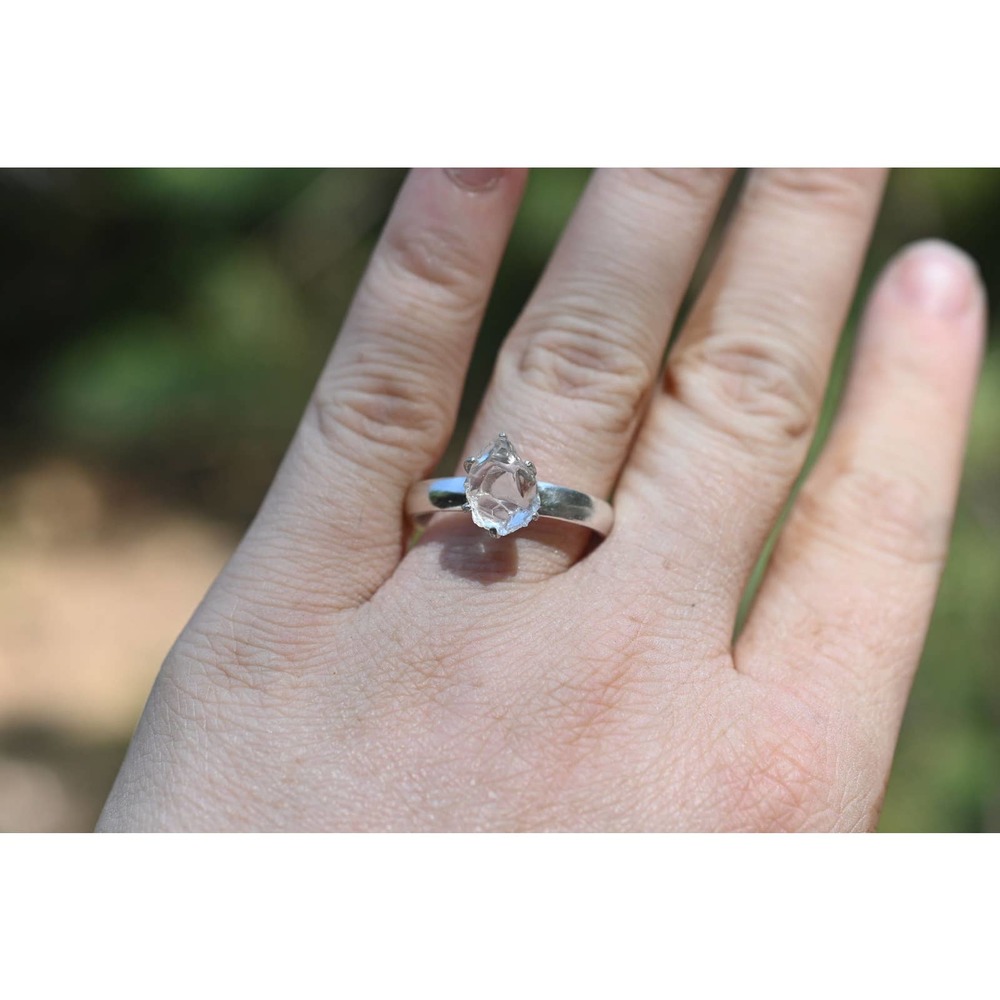 4mm wide mens, womens ring pear tear raw gemstone 925 silver size 3 4 5 … - Picture 3 of 3